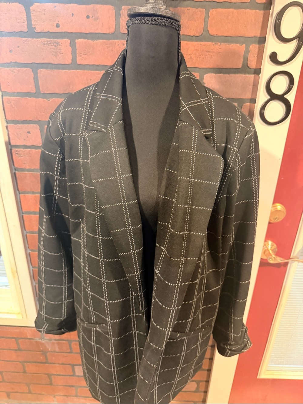 Nine West Black Windowpane Shirt Jacket